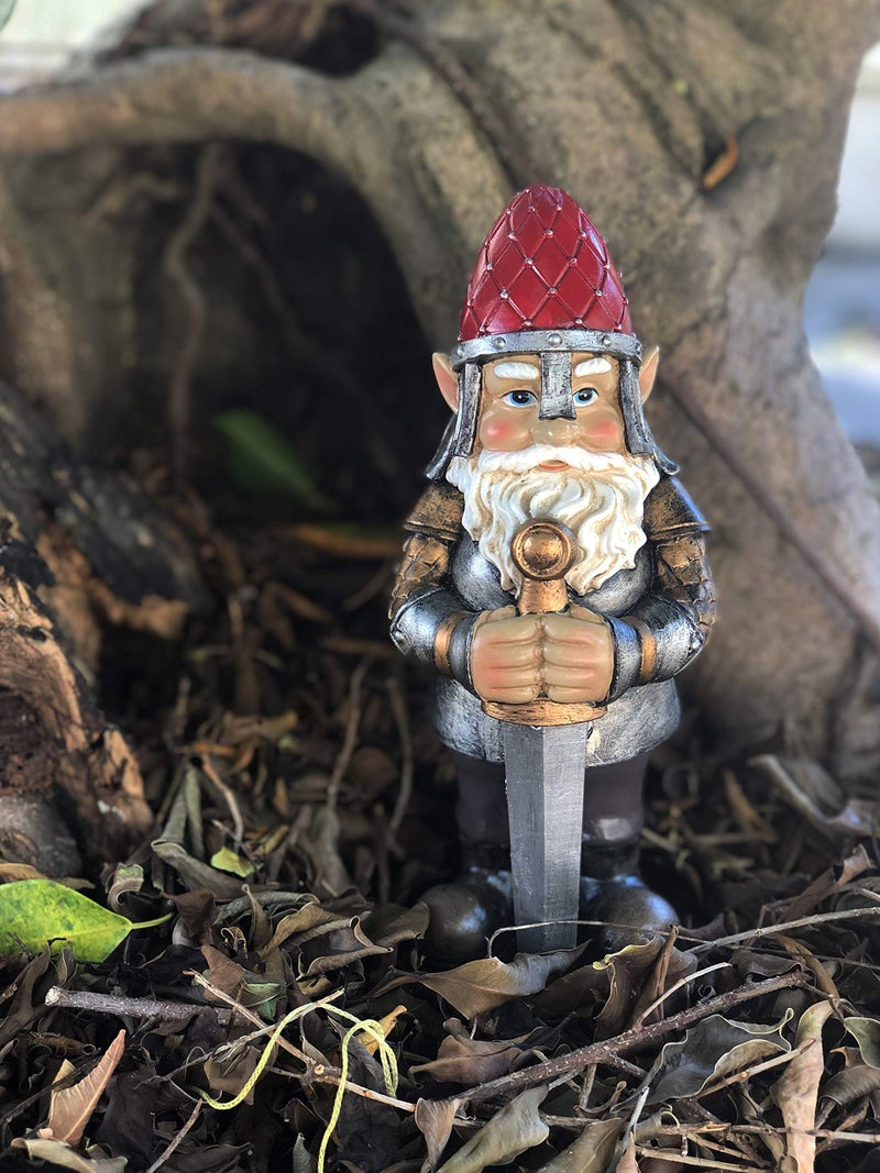 FICITI Gnome Knight Holding sword - armored, 9 inches: Warrior statue for Garden - Image 5